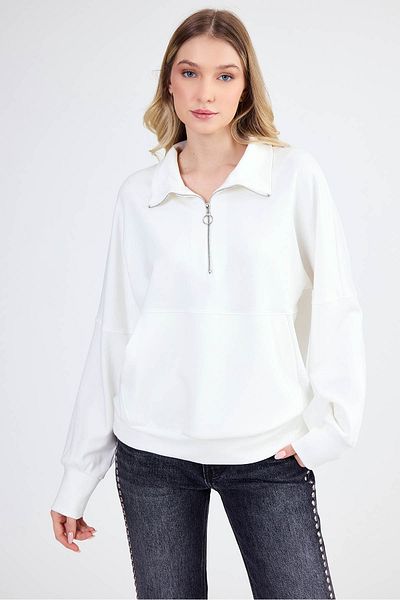 Vitrin Modal Fabric Sweat with Zippered Front Pocket