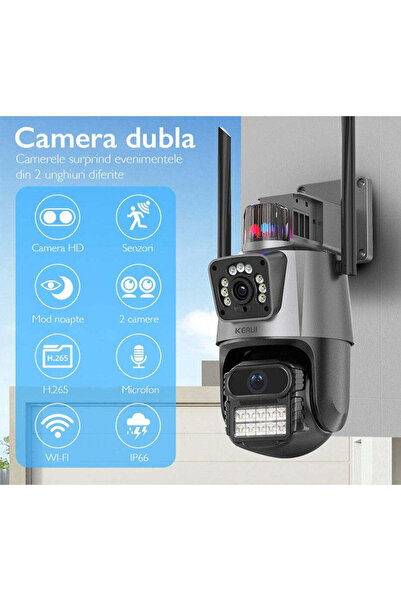 Loosafe Camera Supraveghere Dubla WIFI P11 Pro,8MP,Exterior/Interior,UltraHD,Bidirectionala,Argintiu