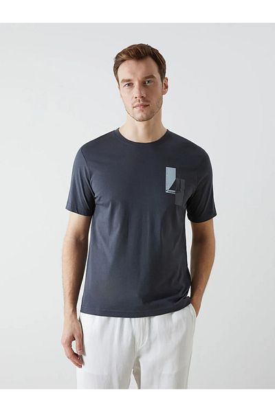 LC Waikiki Ανδρικό μπλουζάκι LCWAIKIKI Classic Crew με λαιμόκοψη κοντό μανίκι με στάμπα χτενισμένο βαμβακερό ανδρικό μπλουζάκι