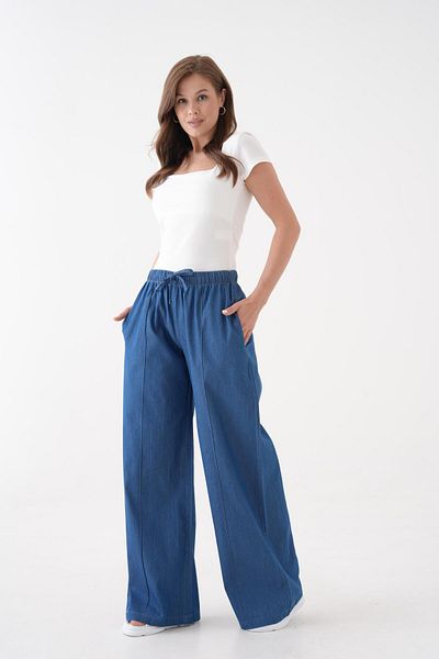 minaaise Navy Blue Front Stitched Loose Cut Slim Jeans 29203