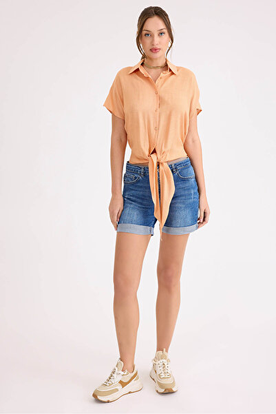 Vitrin Tie Waist Short Sleeve Casual Shirt