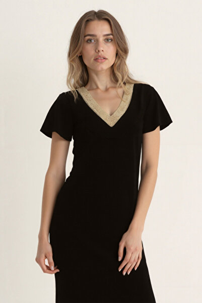 Vitrin Φόρεμα Casual Midi με δαντέλα στο γιακά