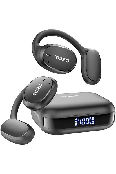 Smart Vibe True Wireless Open-Ear Sport Headphones TOZO® OpenEgo 16.2mm Dynamic Driver, Double Microphone, Black