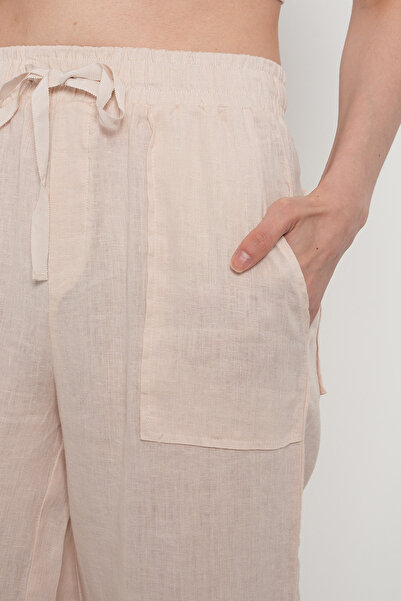 Orfeo Negro Women's 100% Linen Pocket Detail Blouse Pants