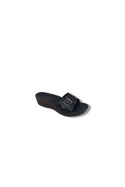 Zerhan Çalıkuşu 55204 Women's Black Buckle Daily Use Slippers