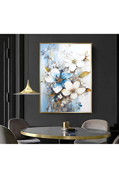 Harikabirev HARİKABİREV|SOFT MAVİ BEYAZ ÇİÇEK ( CKD-058) |ÇERÇEVELİ KANVAS TABLO CKDİKEY
