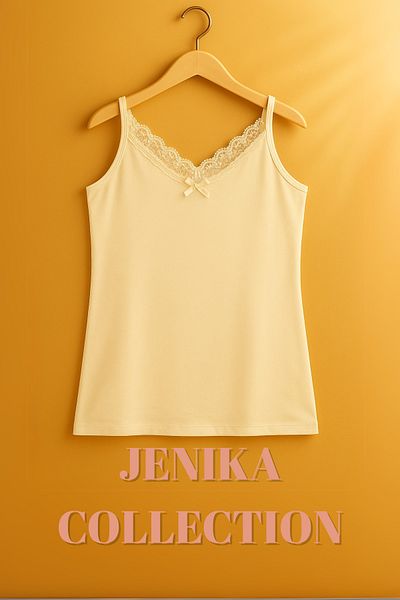JENİKA Skin Color Cotton Thread Strap Women's Tank Top