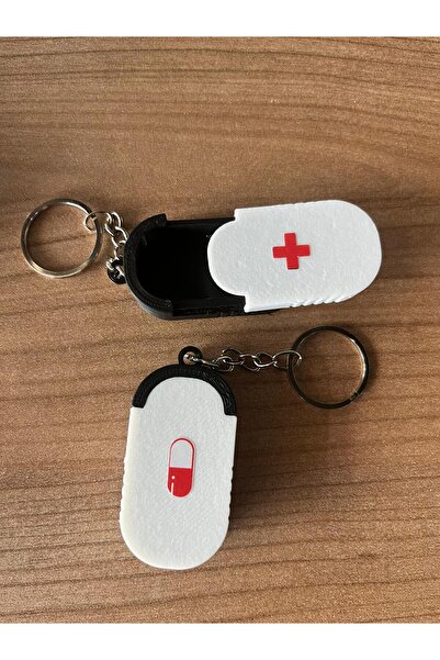 Root Made صندوق دواء على شكل سلسلة مفاتيح، صندوق حمل دواء يومي، صندوق فيتامين صغير على شكل سلسلة مفاتيح