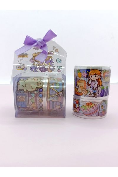 Limmy Fancy Girl Transparent Patterned Tape with Bow Bag - Purple