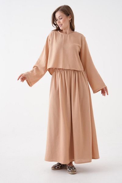 minaaise Women's Mink Bamboo Fabric Skirt and Blouse Bottom/Top Set 29246