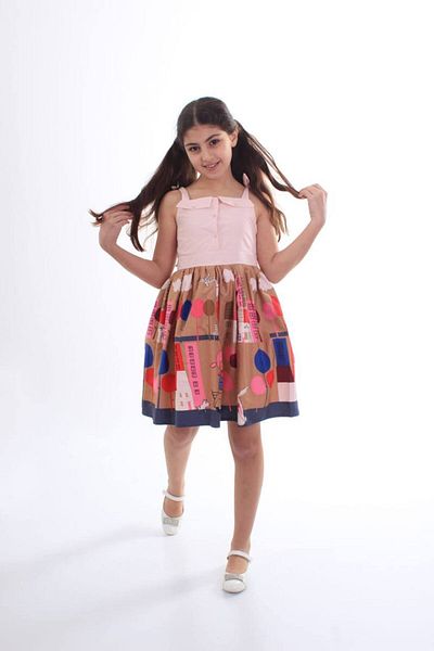 Store Printed Poplin Fabric Dress