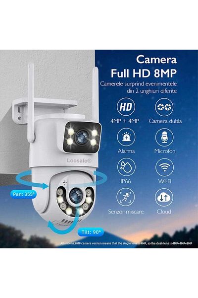 Loosafe Cameră de supraveghere video CCTV duală Safe Pal Wifi 80xm