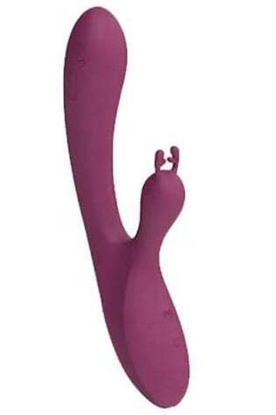 WildFashion Dual bunny vibrator with 2 powerful motors, for vaginal stimulation, Cherry, TOY559-3