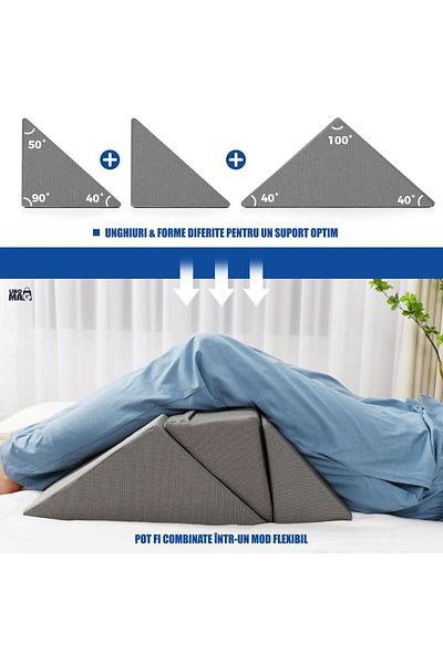 Linomag Set of 3 Linomag® orthopedic wedges, multifunctional, back pain & knee support, Post-Operative, gray