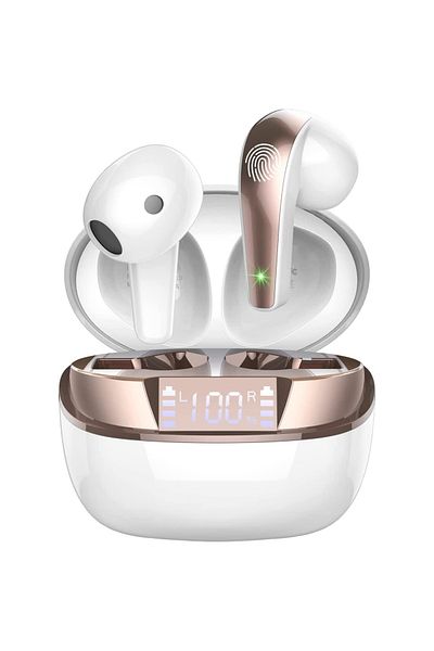 Smart Vibe Casti True Wireless MOOD™ MINI Hi-Fi Stereo Sound, Microfon, Noise Cancelling, Infusion White/Gold