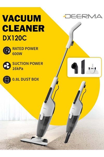Deerma Handheld Portable Vacuum Cleaner 2 in 1 Push Vacuum With 3 Brushes 16000Pa Low Noise DX120C- 600 W D