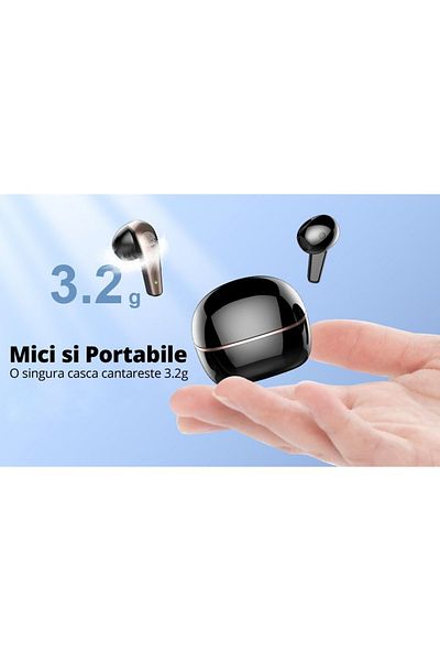 Smart Vibe Casti True Wireless MOOD™ MINI Hi-Fi Stereo Sound, Microfon, Noise Cancelling, Infusion Black/Gold
