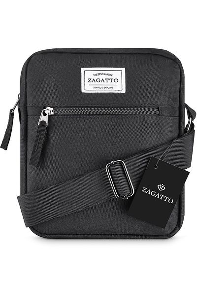 zagatto Men's Crossbody Bum Bag, Black, Waterproof, Front Zipper Pocket, ZG52 West Pack