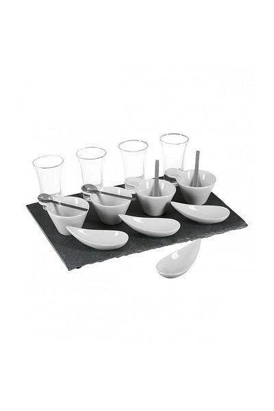 Secret de Gourmet Ardoise appetizer serving set, porcelain, stone, 32 x 22 x 9.8 cm