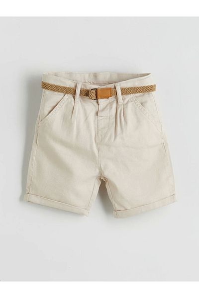 LC Waikiki Lcw Kids Beige Belted Basic Pocket Boy Shorts