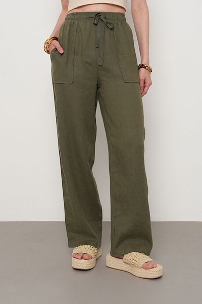 Orfeo Negro Women's 100% Linen Pocket Detail Blouse Pants