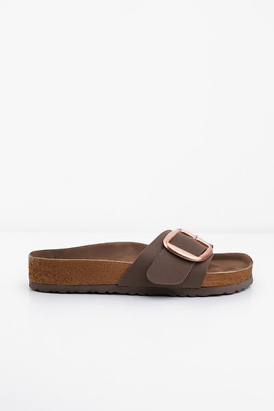 Blyss Women's Slippers Brown Nubuck Leather Skin Summer Single Buckle Adjustable Stylish Daily Slippers