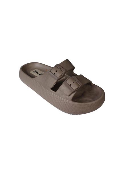 Akınal Bella Akinbella men's black navy blue double strap buckle rubber sole sea pool garden slippers