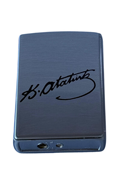 PremiumQuality Tek Torch Pürmüz Gümüş Atatürk İmzalı Metal Puro Çakmağı