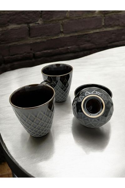 ALCE Set of 2 Porcelain Mug Cup Snack Bowl Set Patterned Model