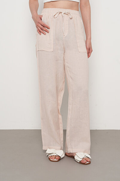 Orfeo Negro Women's 100% Linen Pocket Detail Blouse Pants