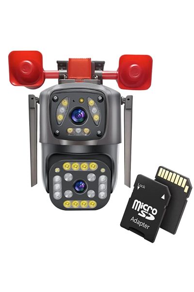 TodayShop Camera Wifi ultra HD PTZ pentru interior/exterior Lentile duble 2MP 1080P CMOS color, detectie si ur