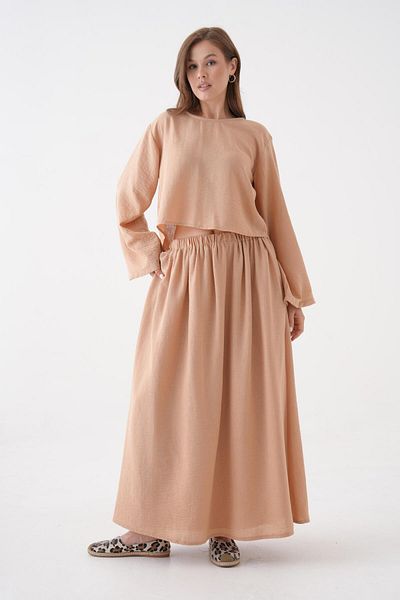 minaaise Women's Mink Bamboo Fabric Skirt and Blouse Bottom/Top Set 29246
