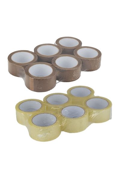 ambalaje365 Band Adeziv Pentru Ambalare 48 Mm/60 Metri, Acril, 6 Buci Transparent 6 Buci Maro