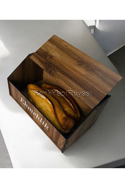 RENK YAPI RÜYASI Wooden, Covered, Open-Closed Cover, Bread Box Bread Bakery, Bread Cabinet