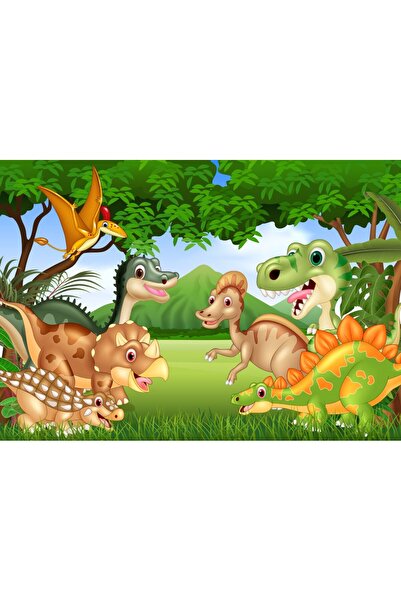media Fototapet Dinozauri, jungla, desene copii, 250 x 150 cm