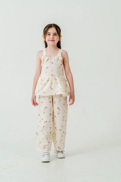 My Hanne Flower Patterned Girl's Muslin Set 3817