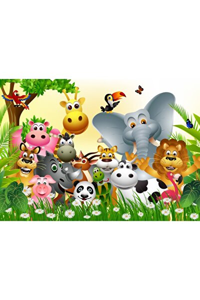 media Fototapet Animale din jungla, desene copii3, 250 x 150 cm