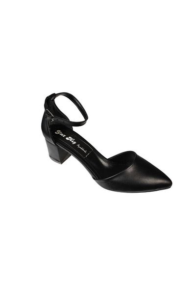 Yaz Kış Ayakkabı Yazkiş Women's Black Skin Large Size 41-42 Closed Front Open Sides Ankle Tie 5cm Thick Ball