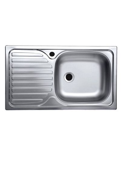 Italbox Anti-limescale stainless steel countertop sink, 43.5x76 cm, right bowl