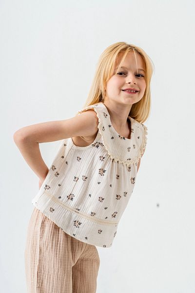 My Hanne Flower Patterned Girl's Muslin Set 3828