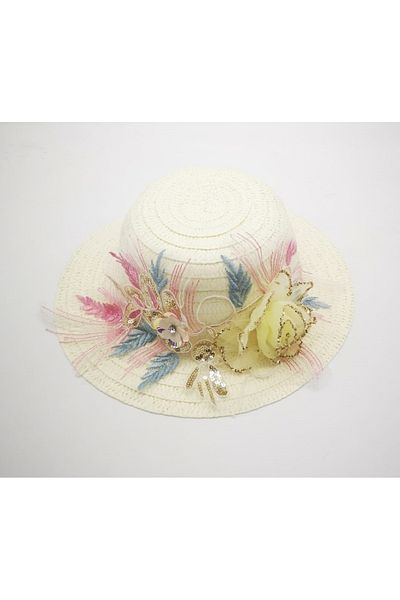 By Piera Girl's Floral Straw Hat 8801