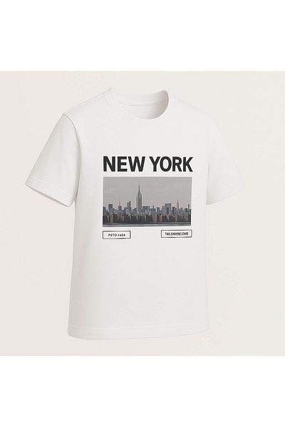 trender Tricou alb pentru bărbați cu imprimeu New York