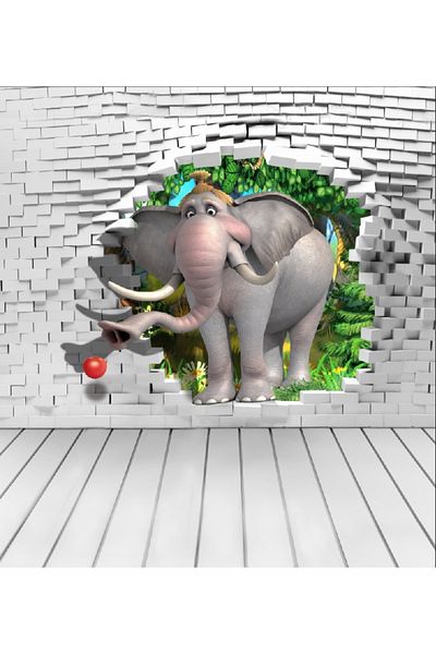 media Fototapet de perete autoadeziv si lavabil Elefant in evadare, 200 x 150 cm