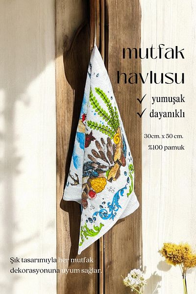 sevilya 6 Pack Printed White Kitchen Towel Model