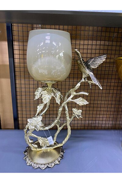 Genel Markalar Metal Döküm Kuş Figürlü Şamdan 42*20cm