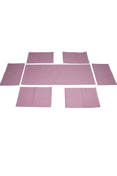 Believe Red Poticare Jacquard Woven Tapisserie Runner and American Service 7-Piece Picnic Set