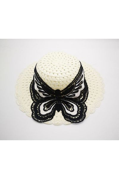 By Piera Girl's Butterfly Lace Straw Hat 8807