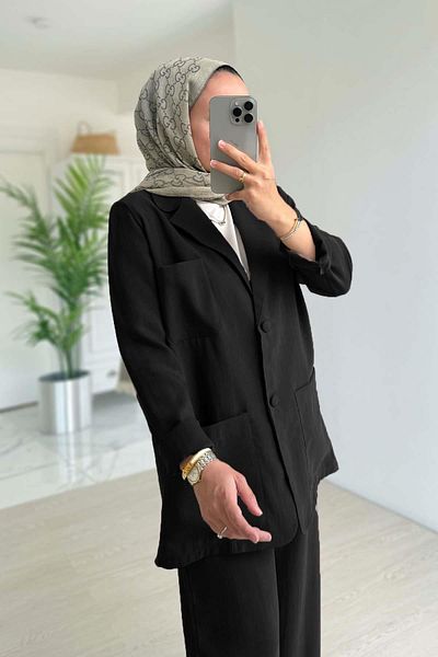 Ka Hijab Padded Jacket Set - Black