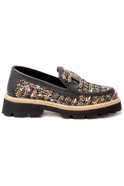 Mammamia Black Skin Leather Women's Loafer Shoes