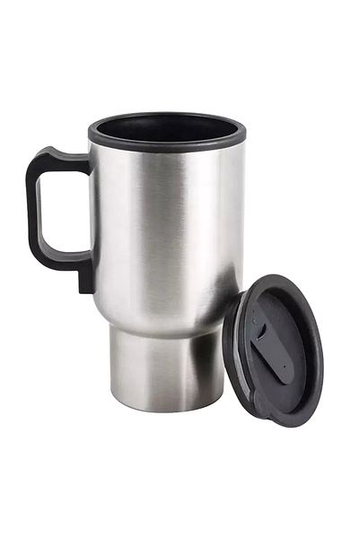 zola Cană electrică încălzitoare pentru mașină, 12 V, 400 ml, oțel inoxidabil/plastic, 16x8,5 cm, argintie